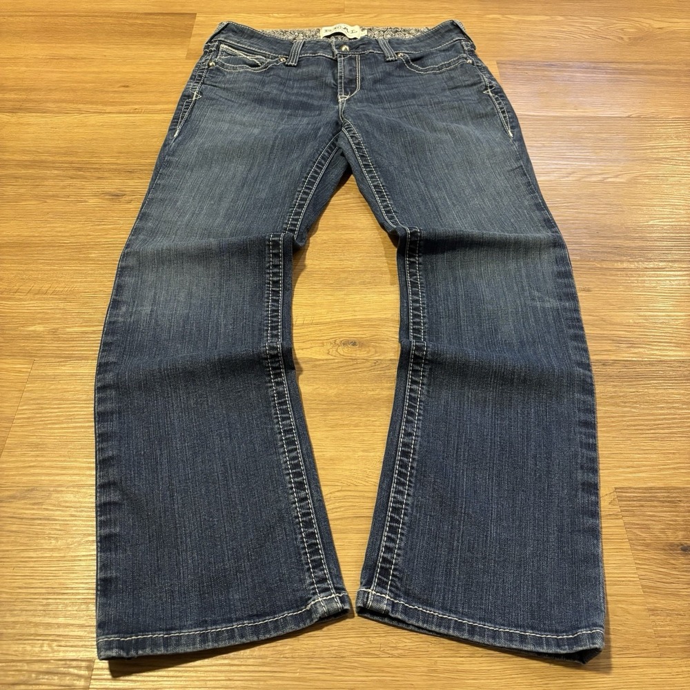 Ariat REAL Jeans Womens 31S Mid Rise Straight Leg Stretch Blue Denim Western EUC
